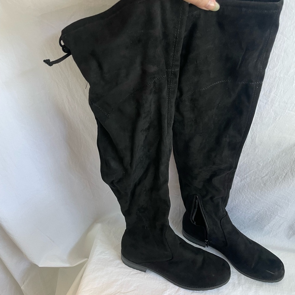 Black Suede Over-the-Knee Boots